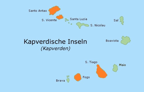 Capeverde islands map trekking Funaná