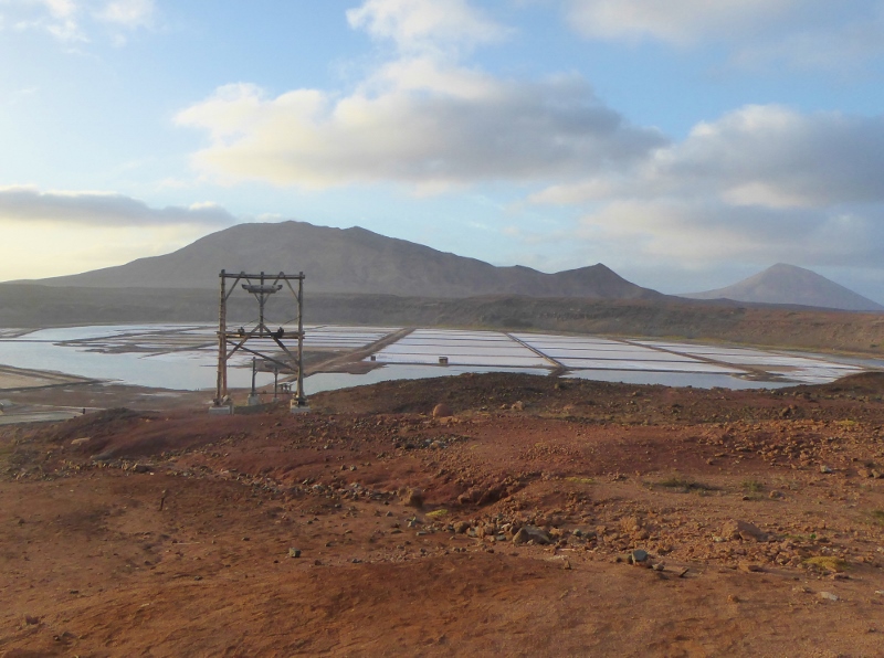 Pedra Lume salt works in volcanic crater, Sal island