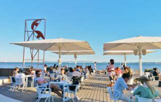 Sidewalk-Café on the Tagus River in Lisbon